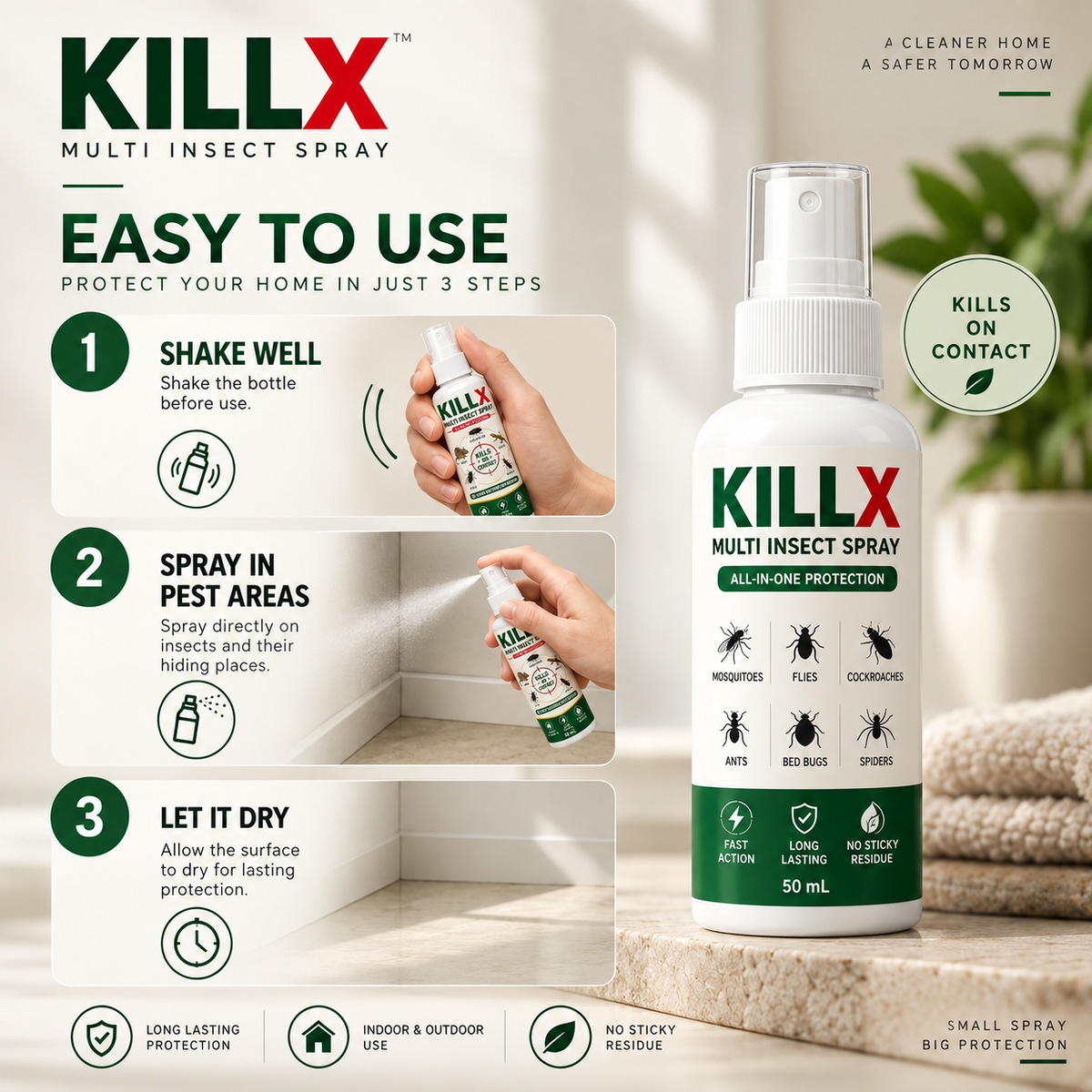 KillX Multi-Insect Spray — Pack of 3